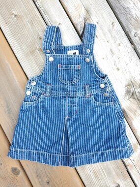 SPROCKETS Overall Dress BABY Size 12 Months ADORABLE Baby Girl Stripe Denim Dres